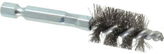 Schaefer Brush - 1/2 Inch Inside Diameter, 11/16 Inch Actual Brush Diameter, Carbon Steel, Power Fitting and Cleaning Brush - 1/4 Shank Diameter, 3-1/8 Inch Long, Hex Shaft Stem, 5/8 Inch Refrigeration Outside Diameter - Exact Tooling
