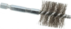 Schaefer Brush - 1 Inch Inside Diameter, 1-3/16 Inch Actual Brush Diameter, Stainless Steel, Power Fitting and Cleaning Brush - 1/4 Shank Diameter, 3-1/8 Inch Long, Hex Shaft Stem, 1-1/8 Inch Refrigeration Outside Diameter - Exact Tooling