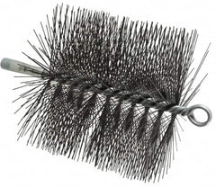 Schaefer Brush - 6" Diam Round, Tempered Steel Wire Chimney Brush - 1/4" NPSM Male Connection - Exact Tooling