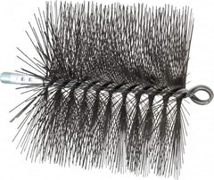 Schaefer Brush - 7" Diam Round, Tempered Steel Wire Chimney Brush - 1/4" NPSM Male Connection - Exact Tooling