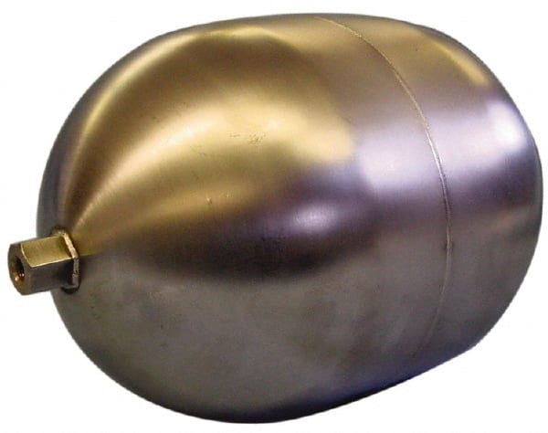 Made in USA - 4" Diam x 5" Long, Oblong, Hex Spud Connection, Metal Float - 1/4-20 Thread, Stainless Steel, 200 Max psi, 25 Gauge - Exact Tooling