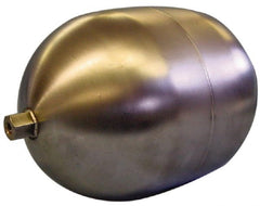 Made in USA - 4" Diam x 5" Long, Oblong, Hex Spud Connection, Metal Float - 1/4-20 Thread, Stainless Steel, 200 Max psi, 25 Gauge - Exact Tooling