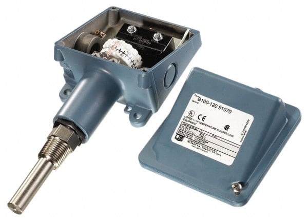 Made in USA - 200 to 425°F, Watertight Temp Switch - 1/2 x 1-7/8 Stem, 10 Resolution - Exact Tooling