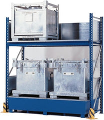 Denios - 385 Gal Sump Capacity, Steel IBC Tote Rack - 126" Long x 54" Wide x 120" High, 10,000 Lb Capacity, 4 Totes - Exact Tooling
