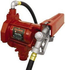 Tuthill - 20 GPM, 3/4" Hose Diam, AC Tank Pump with Manual Nozzle - 1-1/4" Inlet, 3/4" Outlet, 115 Volts, 12' Hose Length, 1/3 hp - Exact Tooling