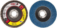 Camel Grinding Wheels - 40 Grit, 4-1/2" Disc Diam, 7/8" Center Hole, Type 27 Zirconia Alumina Flap Disc - 13,300 Max RPM, Polyester Backing, Arbor Attaching System, Coated - Exact Tooling