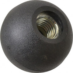Gibraltar - 5/8-11 Thread, 1-7/8" Diam, 1-3/4" High, Female Insert Ball Knob - Black, Thermoplastic, Ball Grip, 0.55" Hole Depth - Exact Tooling