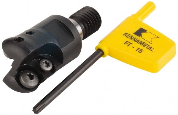 Kennametal - 25.4mm Cutting Diam, 1" Max Depth of Cut, Modular Connection Indexable Copy End Mill - 2 Inserts, RDHX 12T3M0S Insert, KDM Toolholder - Exact Tooling
