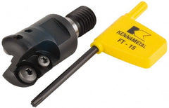 Kennametal - 25.4mm Cutting Diam, 1" Max Depth of Cut, Modular Connection Indexable Copy End Mill - 2 Inserts, RDHX 12T3M0S Insert, KDM Toolholder - Exact Tooling