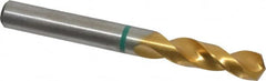 Accupro - 21/64" 130° Spiral Flute Cobalt Screw Machine Drill Bit - TiN Finish, Right Hand Cut, 37mm Flute Length, 79mm OAL, Split Point, Straight Shank - Exact Tooling