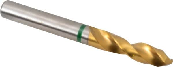 Accupro - 11/32" 130° Spiral Flute Cobalt Screw Machine Drill Bit - TiN Finish, Right Hand Cut, 40mm Flute Length, 84mm OAL, Split Point, Straight Shank - Exact Tooling