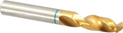 Accupro - 31/64" 130° Spiral Flute Cobalt Screw Machine Drill Bit - TiN Finish, Right Hand Cut, 51mm Flute Length, 102mm OAL, Split Point, Straight Shank - Exact Tooling