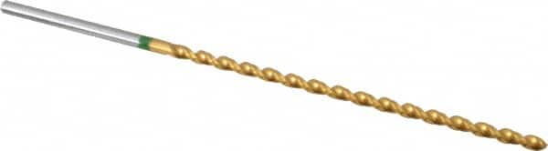 Accupro - #46, 130° Point, Spiral Flute, Vanadium High Speed Steel Taper Length Drill Bit - TiN Finish, 56mm Flute Length, 85mm OAL - Exact Tooling