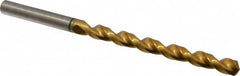 Accupro - 7/16", 130° Point, Spiral Flute, Vanadium High Speed Steel Taper Length Drill Bit - TiN Finish, 128mm Flute Length, 195mm OAL - Exact Tooling