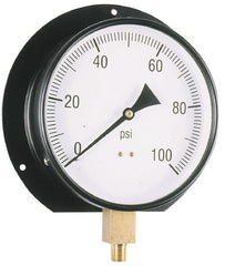 Value Collection - 6" Dial, 1/4 Thread, 0-30 Scale Range, Pressure Gauge - Lower Connection, Rear Flange Connection Mount, Accurate to 3-2-3% of Scale - Exact Tooling