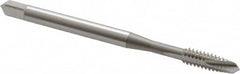 OSG - #8-32 UNC, 3 Flute, Bright Finish, Vanadium High Speed Steel Spiral Point Tap - Plug Chamfer, Right Hand Thread, 2-1/8" OAL, 3/4" Thread Length, 0.168" Shank Diam - Exact Tooling