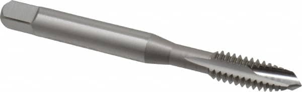 OSG - 1/4-20 UNC, 3 Flute, Bright Finish, Vanadium High Speed Steel Spiral Point Tap - Plug Chamfer, Right Hand Thread, 2-1/2" OAL, 1" Thread Length, 0.255" Shank Diam, 3B Class of Fit - Exact Tooling