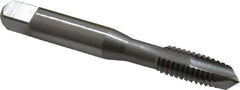 OSG - 3/8-16 UNC, 3 Flute, Bright Finish, Vanadium High Speed Steel Spiral Point Tap - Plug Chamfer, Right Hand Thread, 2-15/16" OAL, 1-1/4" Thread Length, 0.381" Shank Diam, 3B Class of Fit - Exact Tooling