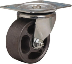 Hamilton - 3" Diam x 1-1/4" Wide x 3-3/4" OAH Top Plate Mount Swivel Caster - Cast Iron, 250 Lb Capacity, Straight Roller Bearing, 3-1/8 x 4-1/8" Plate - Exact Tooling