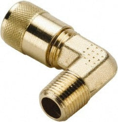 Parker - 1/8-27 Male Pipe, 500 Max psi, 1/4" Tube OD, Forged Male Elbow Access Valve - Brass - Exact Tooling