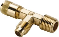 Parker - 1/8-27 Male Pipe, 500 Max psi, 1/4" Tube OD, Forged Male Run Tee Access Valve - Brass - Exact Tooling