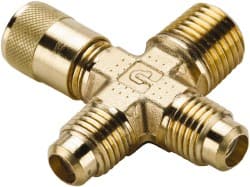 Parker - 1/4-18 Male Pipe, 500 Max psi, 5/16" Tube OD, Forged Male Cross Access Valve - Brass - Exact Tooling