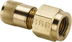 Parker - 500 Max psi, 1/4 Tube OD, Female Flare Connector Access Valve - Brass - Exact Tooling