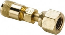 Parker - 500 Max psi, 1/4 Tube OD, Flare Swivel Nut Connector Access Valve - Brass - Exact Tooling
