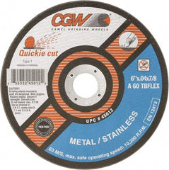 Camel Grinding Wheels - 7" 60 Grit Silicon Carbide Cutoff Wheel - 1/16" Thick, 7/8" Arbor, 8,500 Max RPM - Exact Tooling