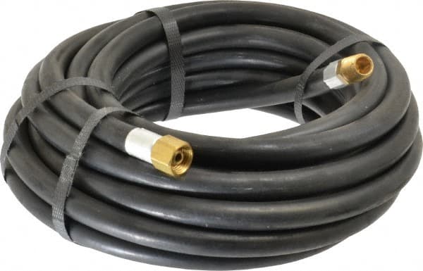 Alliance Hose & Rubber - 1/4" ID x 9/16" OD 25' Long Multipurpose Air Hose - MNPT x FNPT(Swivel) Ends, 300 Working psi, -40 to 190°F, 1/4" Fitting, Black - Exact Tooling