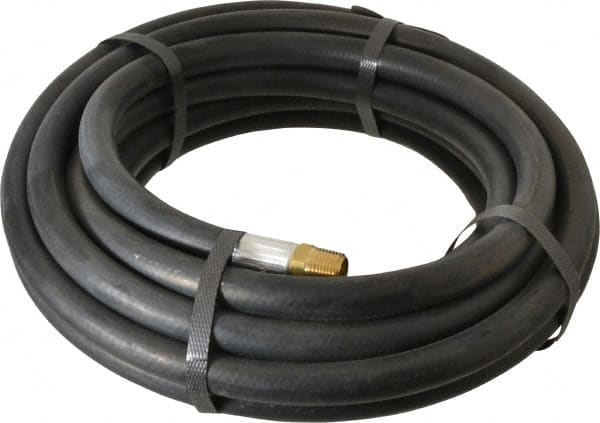 Alliance Hose & Rubber - 3/8" ID x 23/32" OD 25' Long Multipurpose Air Hose - MNPT x FNPT(Swivel) Ends, 300 Working psi, -40 to 190°F, 3/8" Fitting, Black - Exact Tooling