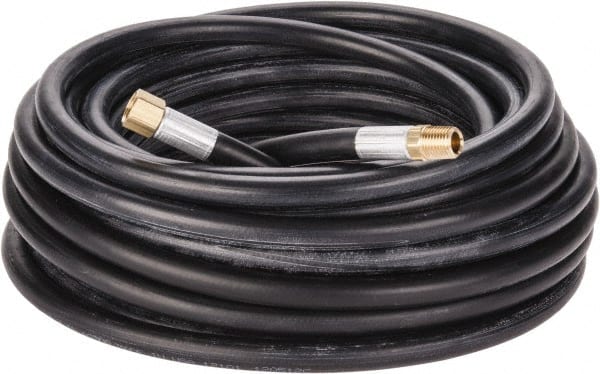 Alliance Hose & Rubber - 1/4" ID x 9/16" OD 50' Long Multipurpose Air Hose - MNPT x FNPT(Swivel) Ends, 300 Working psi, -40 to 190°F, 1/4" Fitting, Black - Exact Tooling