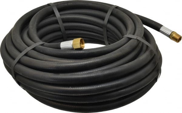 Alliance Hose & Rubber - 3/8" ID x 23/32" OD 50' Long Multipurpose Air Hose - MNPT x FNPT(Swivel) Ends, 300 Working psi, -40 to 190°F, 3/8" Fitting, Black - Exact Tooling