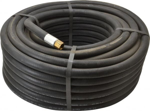 Alliance Hose & Rubber - 3/8" ID x 23/32" OD 100' Long Multipurpose Air Hose - MNPT x FNPT(Swivel) Ends, 300 Working psi, -40 to 190°F, 1/4" Fitting, Black - Exact Tooling