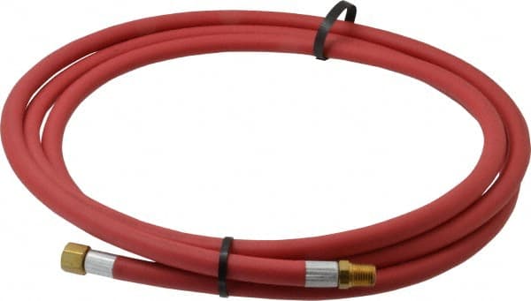 Alliance Hose & Rubber - 1/4" ID x 9/16" OD 10' Long Multipurpose Air Hose - MNPT x FNPT(Swivel) Ends, 300 Working psi, -40 to 190°F, 1/4" Fitting, Red - Exact Tooling