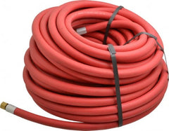 Alliance Hose & Rubber - 3/8" ID x 23/32" OD 100' Long Multipurpose Air Hose - MNPT x FNPT(Swivel) Ends, 300 Working psi, -40 to 190°F, 1/4" Fitting, Red - Exact Tooling
