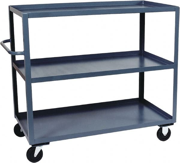 Jamco - 3,000 Lb Capacity, 3 Shelf, Steel Stock Truck - 36" Long x 72" Wide x 48" High, 6" Diam Phenolic Wheels - Exact Tooling