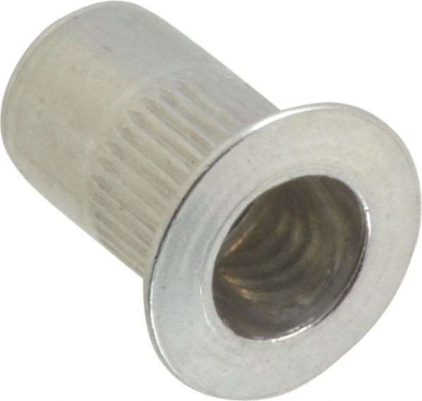 RivetKing - #8-32, 0.02 to 0.08" Grip, 17/64" Drill, Aluminum Standard Rivet Nut - Uncoated, Countersunk Head - Exact Tooling