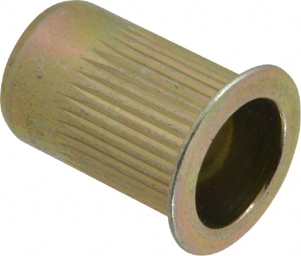 RivetKing - 0.13 to 0.225" Grip, Steel Standard Rivet Nut - Zinc Yellow Dichromate Finish, Countersunk Head - Exact Tooling