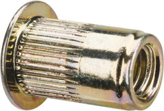 RivetKing - #10-32, 0.02 to 0.13" Grip, Steel Standard Rivet Nut - Zinc Yellow Dichromate Finish, Countersunk Head - Exact Tooling