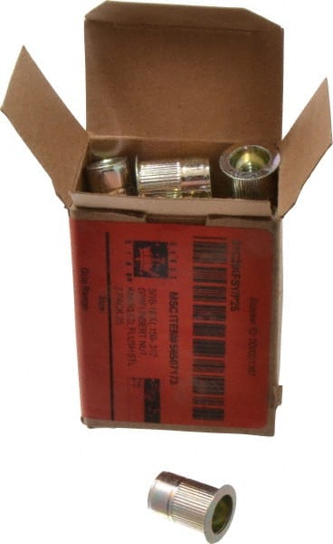 RivetKing - 5/16-18, 0.15 to 0.312" Grip, Steel Standard Rivet Nut - Zinc Yellow Dichromate Finish, Full Head Head - Exact Tooling