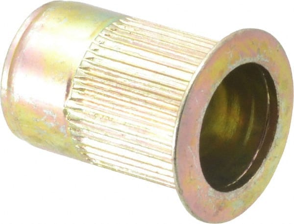 RivetKing - 3/8-16, 0.15 to 0.312" Grip, Steel Standard Rivet Nut - Zinc Yellow Dichromate Finish, Countersunk Head - Exact Tooling