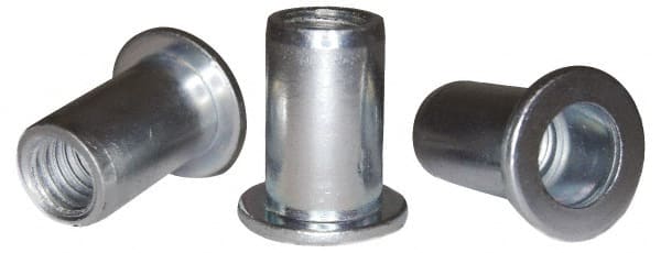 RivetKing - #8-32, 0.075 to 0.12" Grip, #2, Aluminum Standard Rivet Nut - Uncoated, Round Head - Exact Tooling