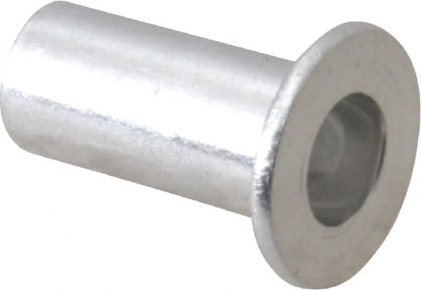 RivetKing - #10-32, 0.01 to 0.08" Grip, 1/4" Drill, Aluminum Standard Rivet Nut - Uncoated, Round Head - Exact Tooling