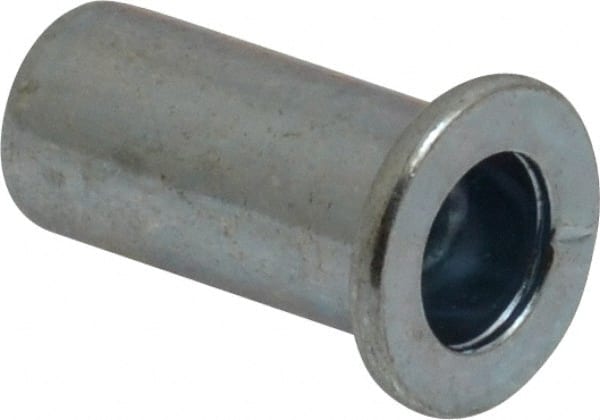 RivetKing - 1/4-20, 0.08 to 0.14" Grip, Steel Standard Rivet Nut - Zinc Plated, Drill Size Letter Q, Round Head - Exact Tooling