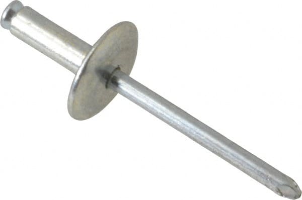 RivetKing - Size 8-14 Dome Head Steel Flush on Both Sides Blind Rivet - Steel Mandrel, 3/4" to 7/8" Grip, 5/8" Head Diam, 0.255" Min Hole Diam, 0.695" Length Under Head, 1/4" Body Diam - Exact Tooling