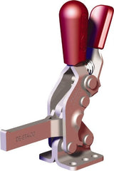 De-Sta-Co - 607 Lb Holding Capacity, Vertical Handle, Manual Hold Down Toggle Clamp - 66° Handle Movement, 75° Bar Opening, Solid Bar, Flanged Base, Carbon Steel - Exact Tooling
