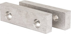 Gibraltar - 4-1/16" Wide x 1-1/4" High x 5/8" Thick, Flat/No Step Vise Jaw - Soft, Aluminum, Fixed Jaw, Compatible with 4" Vises - Exact Tooling