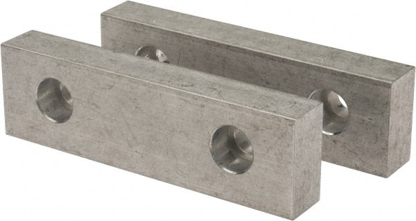 Gibraltar - 5-1/8" Wide x 1-1/2" High x 3/4" Thick, Flat/No Step Vise Jaw - Soft, Aluminum, Fixed Jaw, Compatible with 5" Vises - Exact Tooling