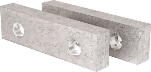 Gibraltar - 8-1/8" Wide x 2-1/4" High x 1-1/8" Thick, Flat/No Step Vise Jaw - Soft, Aluminum, Fixed Jaw, Compatible with 8" Vises - Exact Tooling